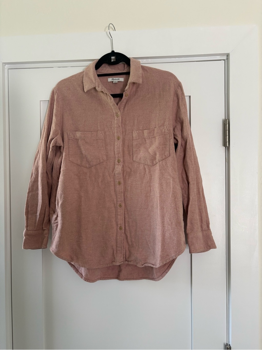 Madewell Flannel Sunday Shirt in Dusty Pink Heathered Rose - Size S